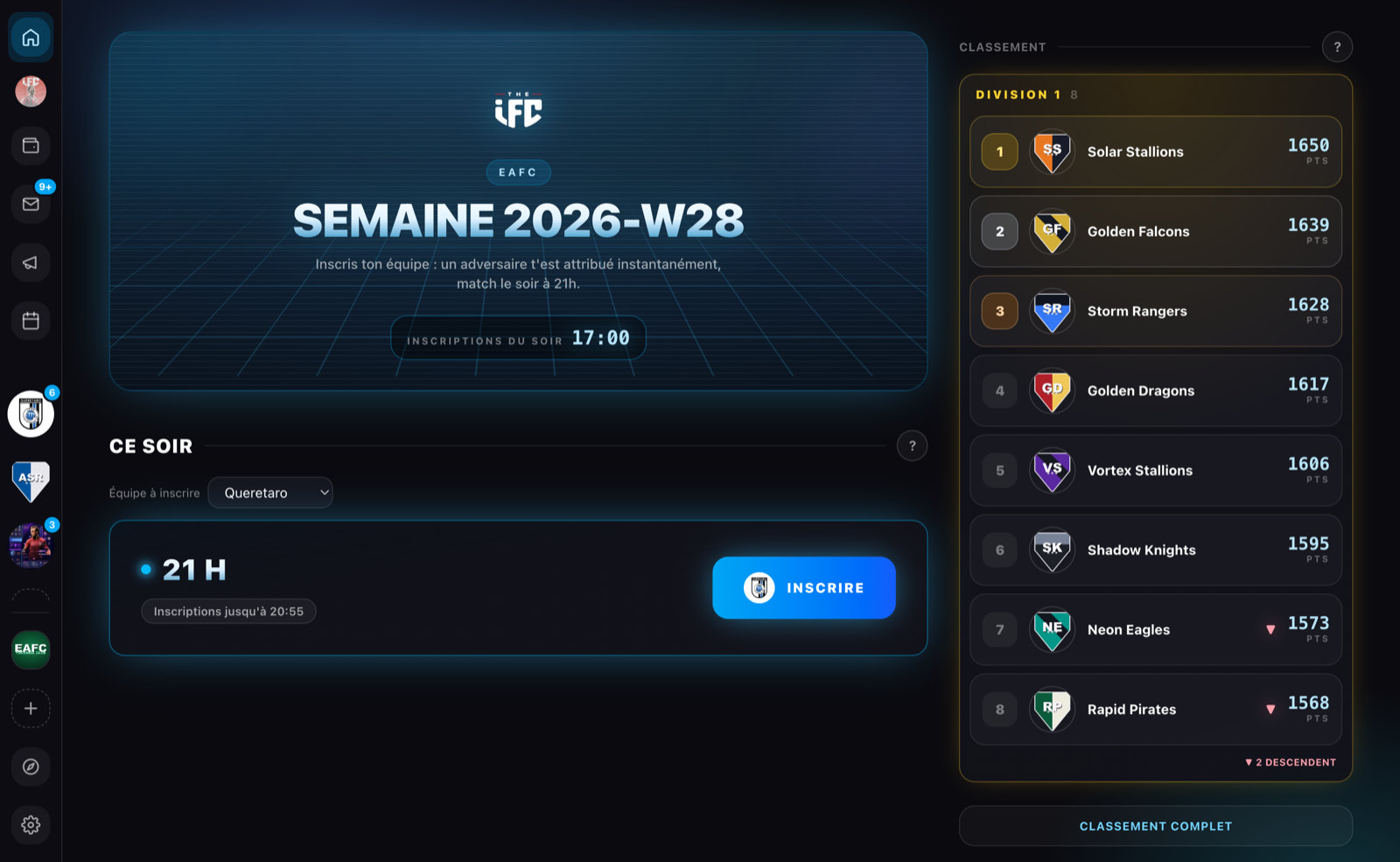 Les soirées de ligue ouvertes aux inscriptions