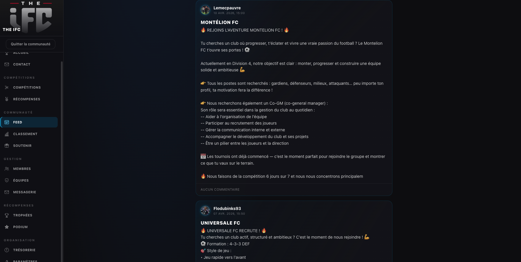 O feed de uma organização
